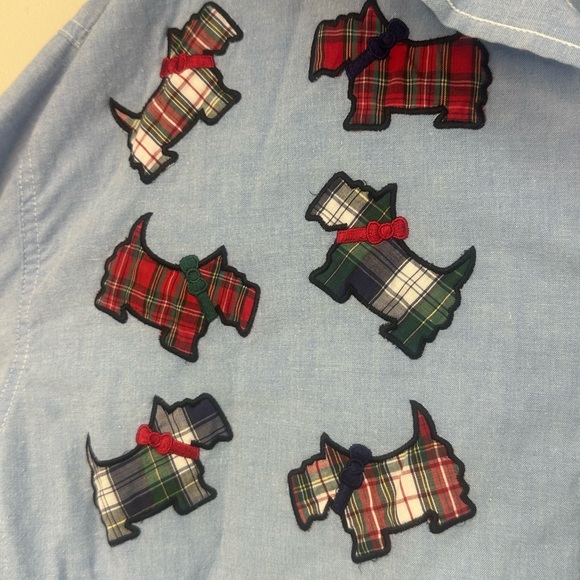 Mystic Blues Light Blue Embroidered Plaid Dog Button-Up Shirt schnauzer 24W - Picture 4 of 9